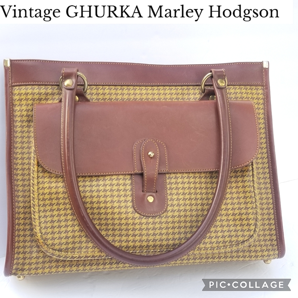 Vintage  Rare Marley Hodgson  Ghurka Houndstooth Runabout satchel